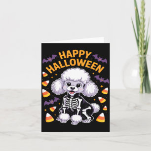Poodle Skelet Gelukkig Halloween Kaart