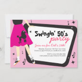 Poodle Skirt 1950: uitnodiging van de partij (Voorkant)