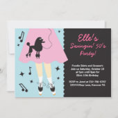 Poodle Skirt 1950: uitnodiging van de partij (Voorkant)