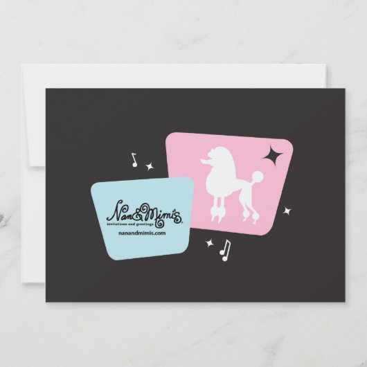 Poodle Skirt 1950: uitnodiging van de partij (Achterkant)