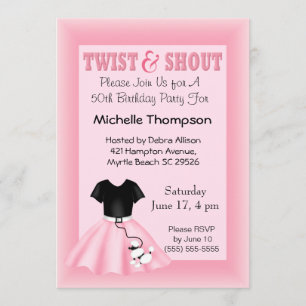 Poodle Skirt Birthday Invitations Kaart