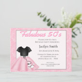 Poodle Skirt Birthday Party Invitations Kaart (Staand voorkant)