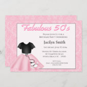 Poodle Skirt Birthday Party Invitations Kaart (Voorkant / Achterkant)