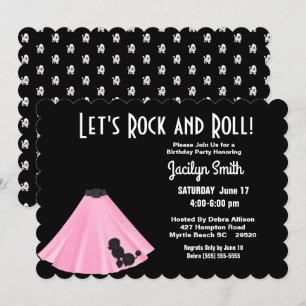 Poodle Skirt Birthday Party Invitations Kaart