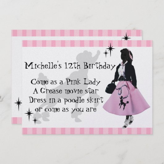 Poodle Skirt Fun Kaart (Voorkant / Achterkant)