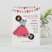 Poodle Skirt Hop Party Invitation Kaart (Staand voorkant)