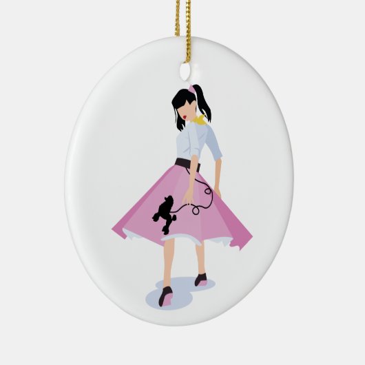 Poodle Skirt Keramisch Ornament (Rechts)