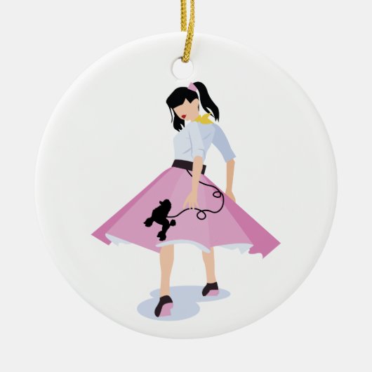 Poodle Skirt Keramisch Ornament (Voorkant)