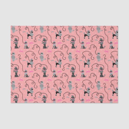 Poodle Skirt Retro Dogs Pink and Black 50s Pattern Tissuepapier (Voorkant)