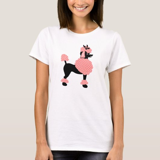 Poodle Skirt Retro Pink and Black 50s Dog T-shirt (Voorkant)