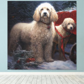 Poodle Sneeuw Slede Kerst Decoratie (Insitu (Houten vloer))