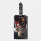 Poodle Sneeuw Slede Kerst Decoratie Bagagelabel (Achterkant verticaal)
