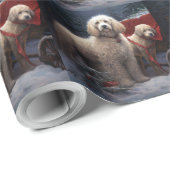 Poodle Sneeuw Slede Kerst Decoratie Cadeaupapier (Rol Hoek)