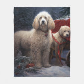Poodle Sneeuw Slede Kerst Decoratie Fleece Deken (Voorkant)