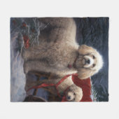 Poodle Sneeuw Slede Kerst Decoratie Fleece Deken (Voorkant (Horizontaal))