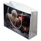 Poodle Sneeuw Slede Kerst Decoratie Groot Cadeauzakje (Achterkant Gekanteld)