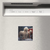 Poodle Sneeuw Slede Kerst Decoratie Magneet (Insitu (Vaatwasser))