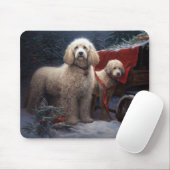 Poodle Sneeuw Slede Kerst Decoratie Muismat (Met muis)