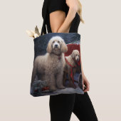 Poodle Sneeuw Slede Kerst Decoratie Tote Bag (Dichtbij)