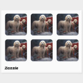 Poodle Sneeuw Slede Kerst Decoratie Vierkante Sticker (Vel)