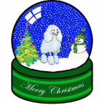 poodle-sneeuwwereldbol fotobeeldje ornament<br><div class="desc">schattige feestdagen</div>