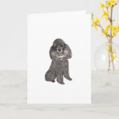Poodle - Speelgoed /Miniatuur Zilver Kaart (Gele Bloem)