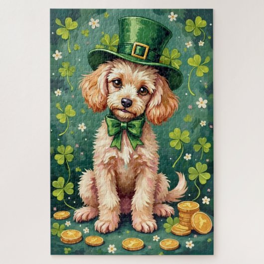 Poodle St. Patrick's Day Elegante GeluksHond Legpuzzel (Verticaal)