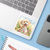 Poodle Sticker – Watercolor Design (Laptop met iPhone)