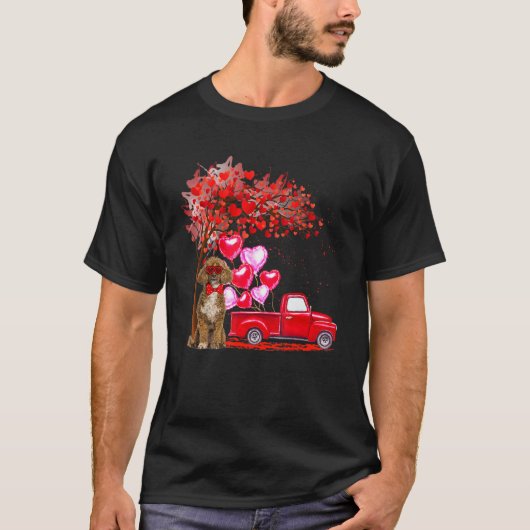 Poodle Sunbril Hearts Tree Pickup Truck Dog Co T-shirt (Voorkant)