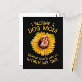 Poodle Sunflower Because Dog's Life Worth My Time  Briefkaart