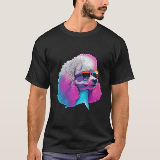 Poodle Synthwave 80s Retrowave Esthetiek 2 T-shirt (Voorkant)