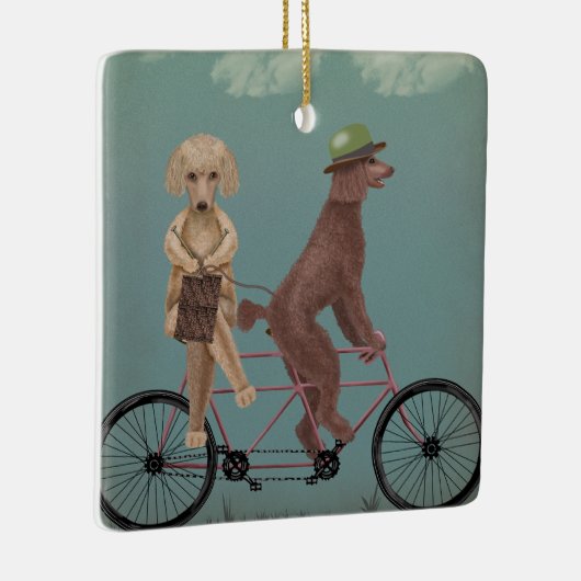 Poodle Tandem Keramisch Ornament (Rechts)