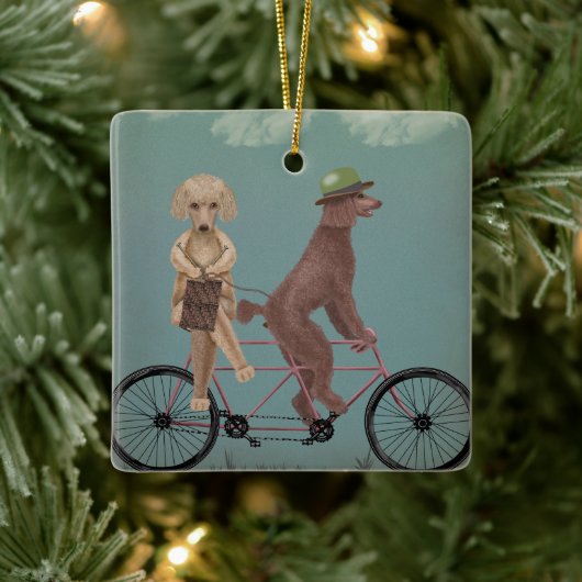 Poodle Tandem Keramisch Ornament (Boom)
