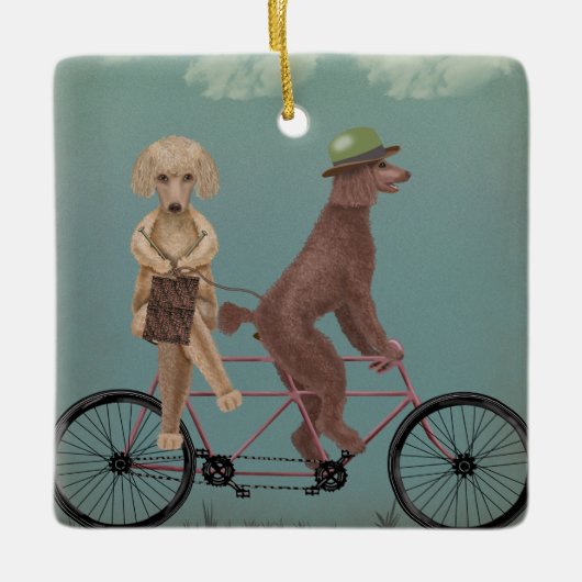 Poodle Tandem Keramisch Ornament (Voorkant)