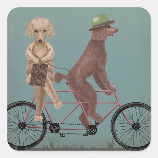 Poodle Tandem Vierkante Sticker (Voorkant)