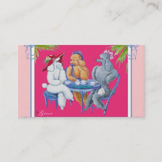Poodle Tea Party Visitekaartje (Voorkant)