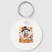 Poodle Thanksgiving Drinks Coffee Fall Leaves Pump Sleutelhanger (Voorkant)