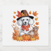 Poodle Thanksgiving Drinks Coffee Fall Leaves Pump Sparkling Wijnetiket (Enkel label)