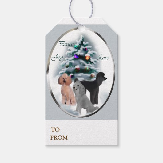 Poodle Trio Kerstmis Cadeaulabel (Voorkant)
