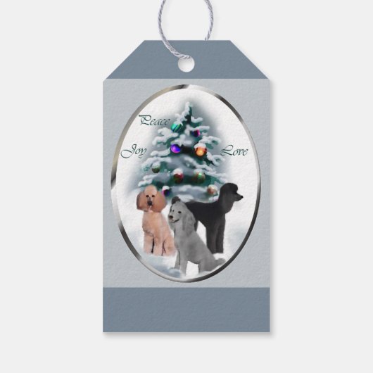Poodle Trio Kerstmis Cadeaulabel (Achterkant)