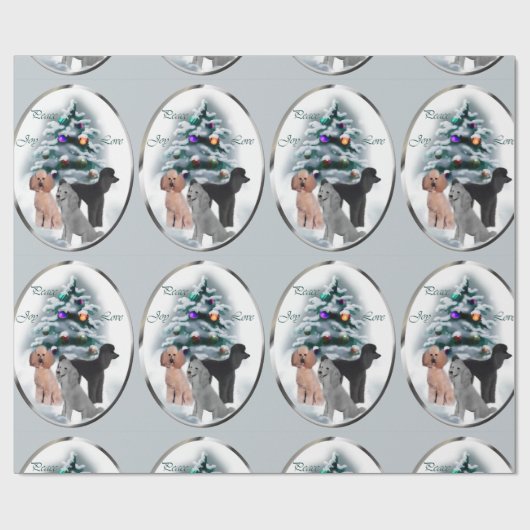 Poodle Trio Kerstmis Cadeaupapier (Vlak)