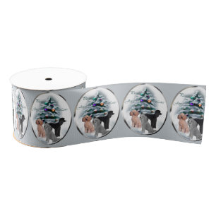 Poodle Trio Kerstmis Grosgrain Lint