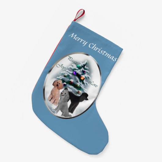 Poodle Trio Kerstmis Kleine Kerstsok (Voorkant (Hangend))