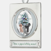Poodle Trio Persoonlijke Kerstmis Verzilverd Banner Ornament (Links)