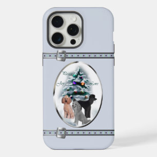 Poodle Trio Schattige Blauw Kerst Feestdagen iPhone 15 Pro Max Case