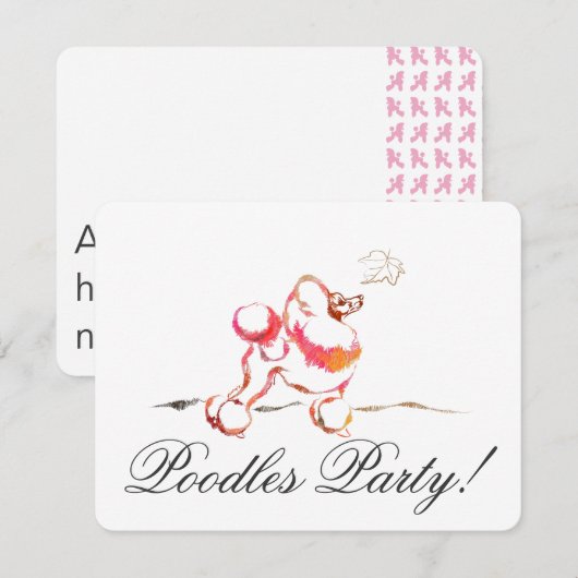 Poodle Uitnodigingen (Voorkant / Achterkant)