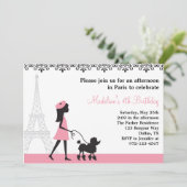 Poodle-uitnodigingen van Parijs Kaart (Staand voorkant)