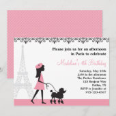Poodle-uitnodigingen van Parijs Kaart (Voorkant / Achterkant)