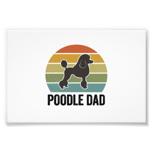 Poodle Vader Vintage Zonsondergang Hond Liefhebber Foto Afdruk
