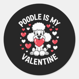 Poodle Valentijn Cute Puppy Liefde Design Ronde Sticker